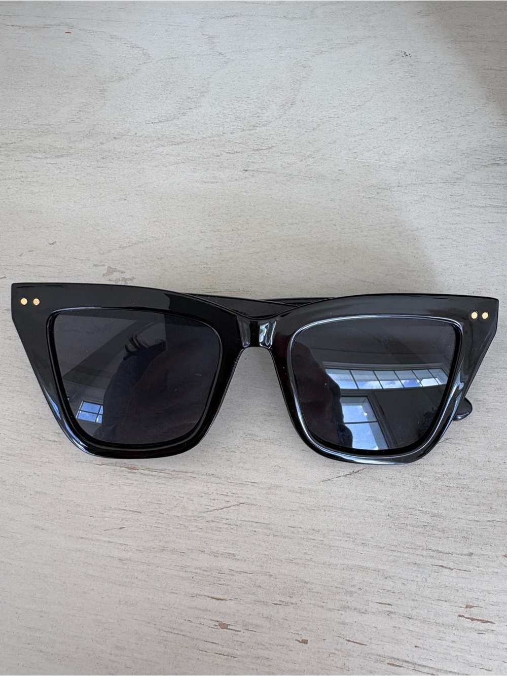 Banana Republic Black Square Sunglasses with Gold Accents